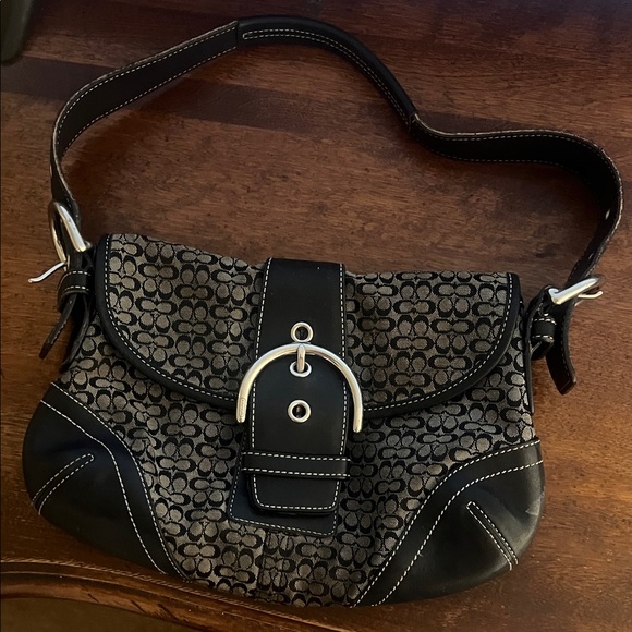 Coach Black and Gray Signature Shoulder Bag - Picture 1 of 2